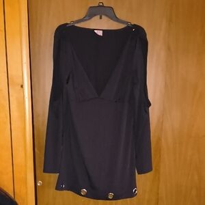 ELEGANT MOMENTS Black Long Sleeve Dress with Decorative Grommets